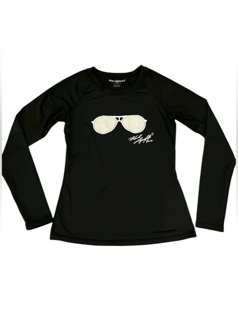 Karl Lagerfeld Paris Sunglasses Logo ling sleeve Rash Guard Top – XS 😎